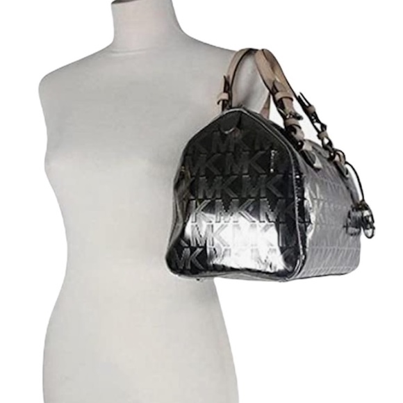 Michael Kors Grayson Large Satchel Mirror Metallic in Gunmetal Gray - Picture 10 of 12